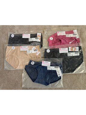 Jockey Smooth & Shine Hipster Panty Lot of 5 Assorted Colors Women's Size 6 / M
